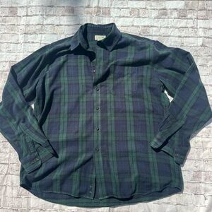 L.L. Bean vintage large plaid cotton button down shirt